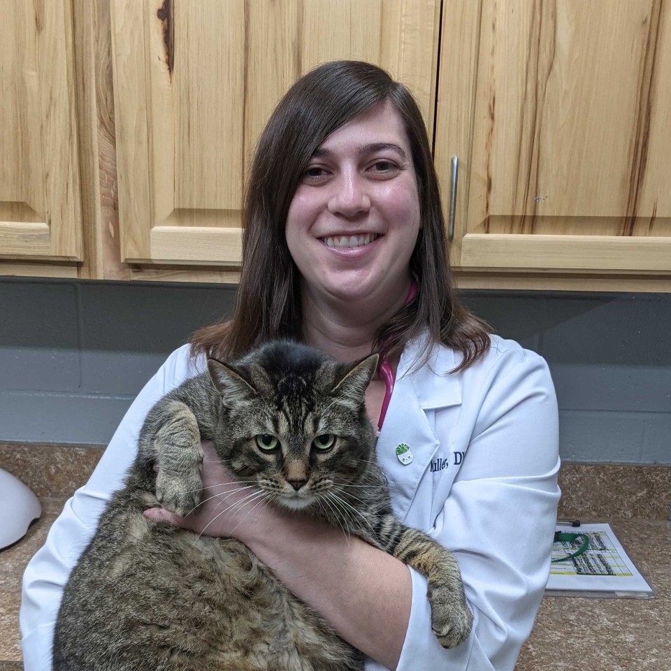 Dr. Fuller with Jasper, who thankfully does not suffer from urinary blockage