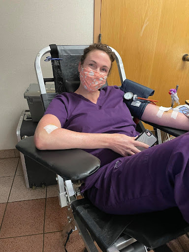 Assistant Medical Director Dr. Becky Schaffer participated in a blood drive at CHFA recently