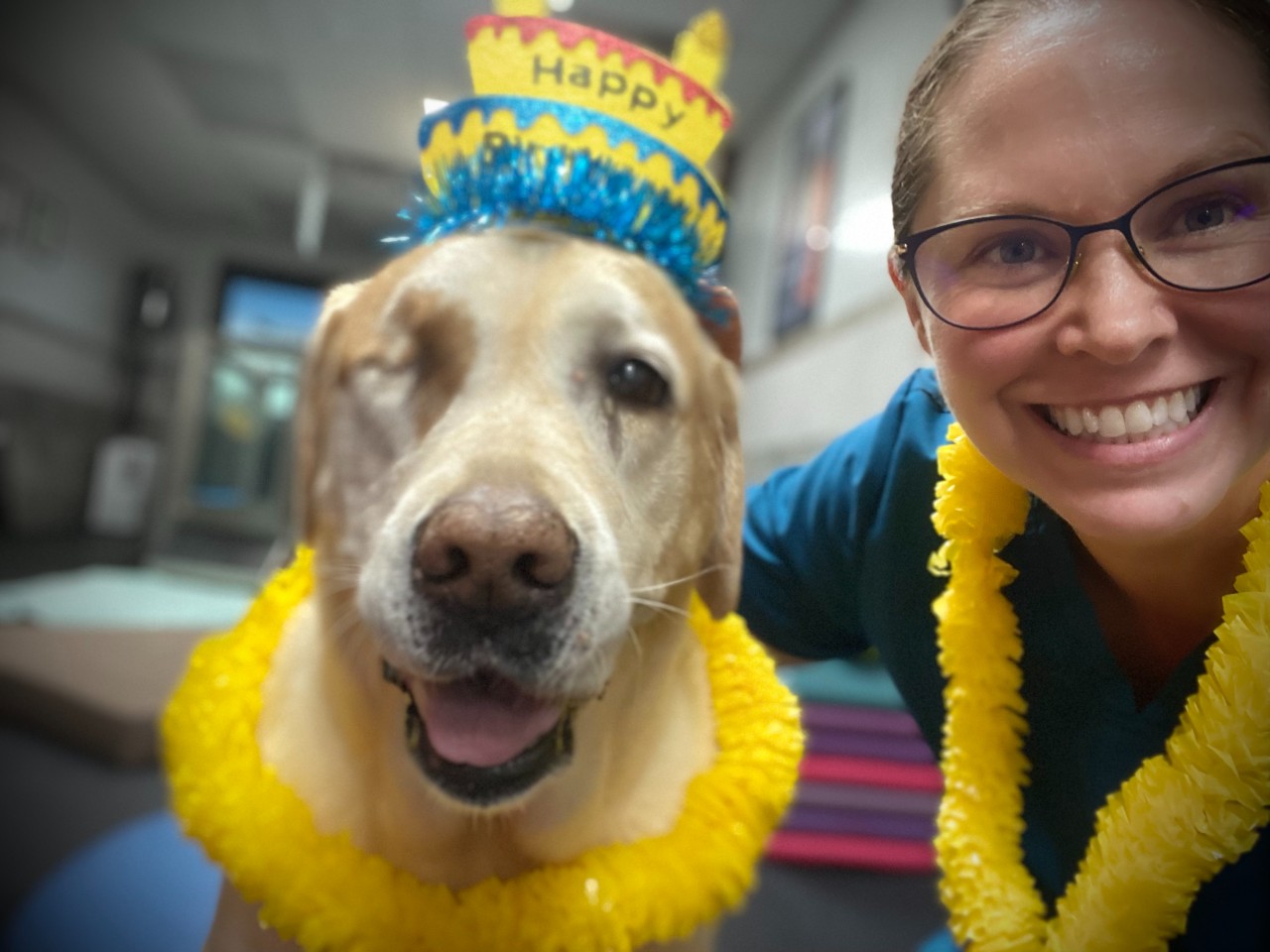 Lola and Emily celebrated Lola's birthday one day during their rehab session.