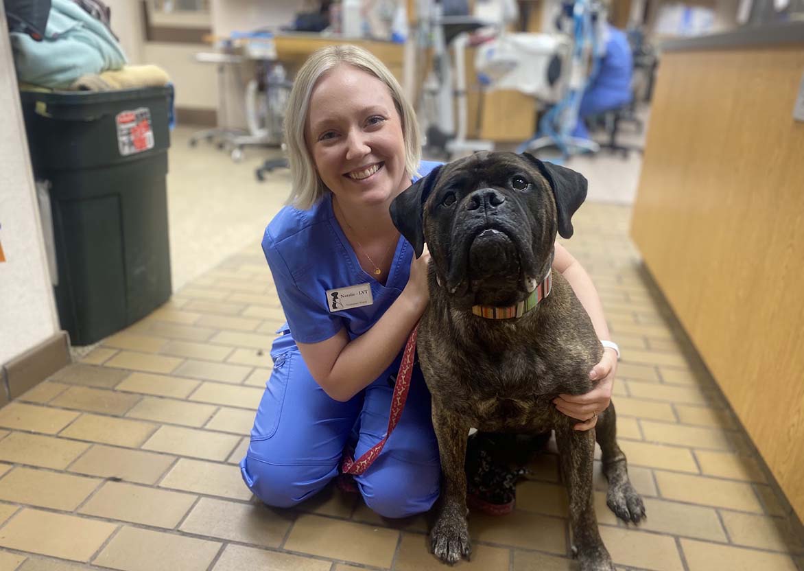 Natlie, LVT Natalie, LVT, poses for a photo with a patient