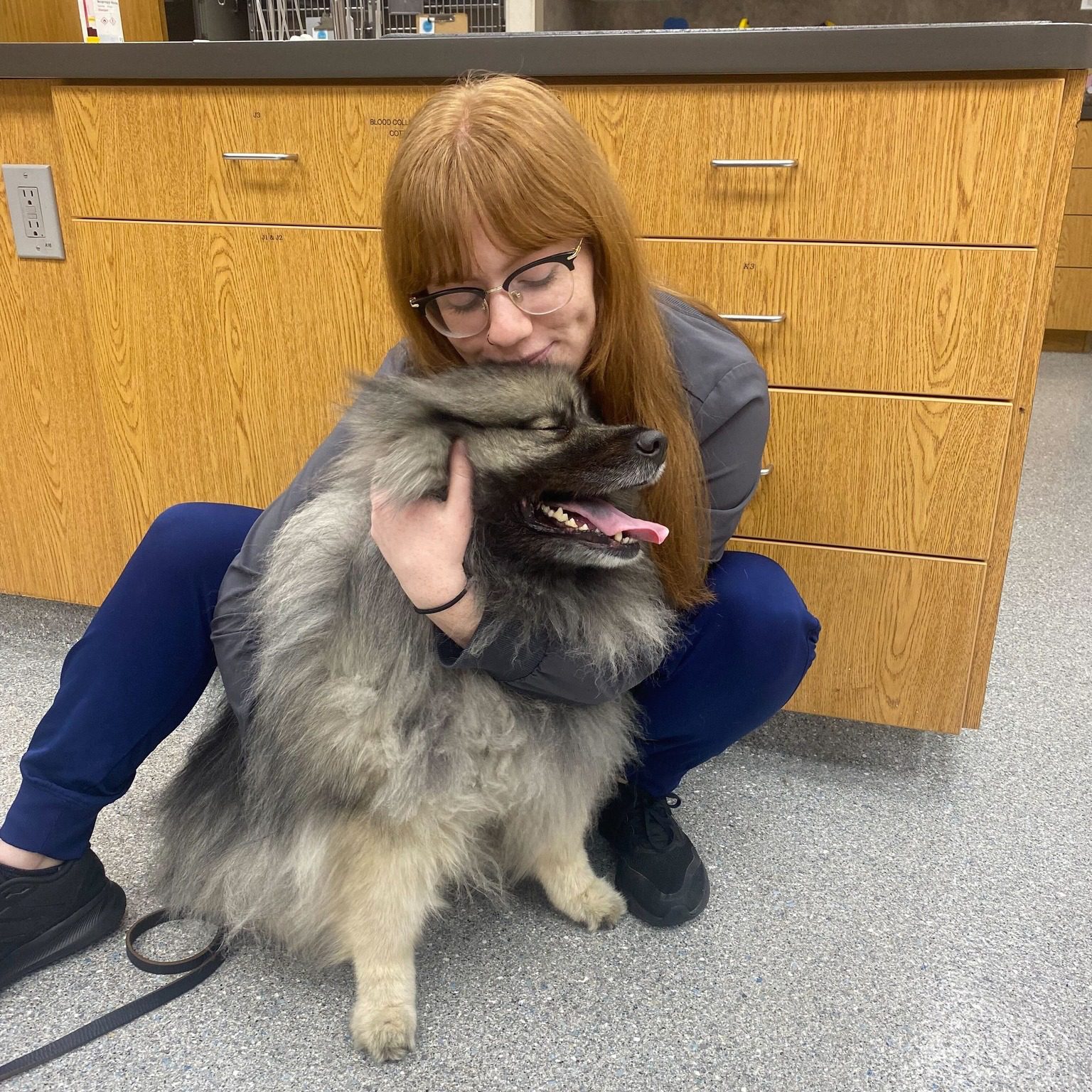 Girl Sitting On Ground Hugging Dog